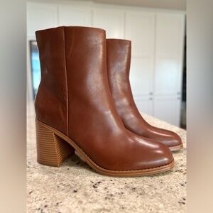 Marc Fisher Cognac Heeled Leather Boots NWOT